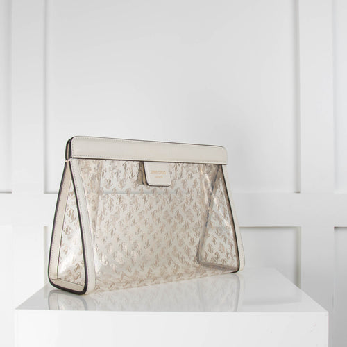 Jimmy Choo Clear White Varenne Pouch Bag