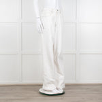 Frame Cream Contrast Stitch Straight Leg Jeans