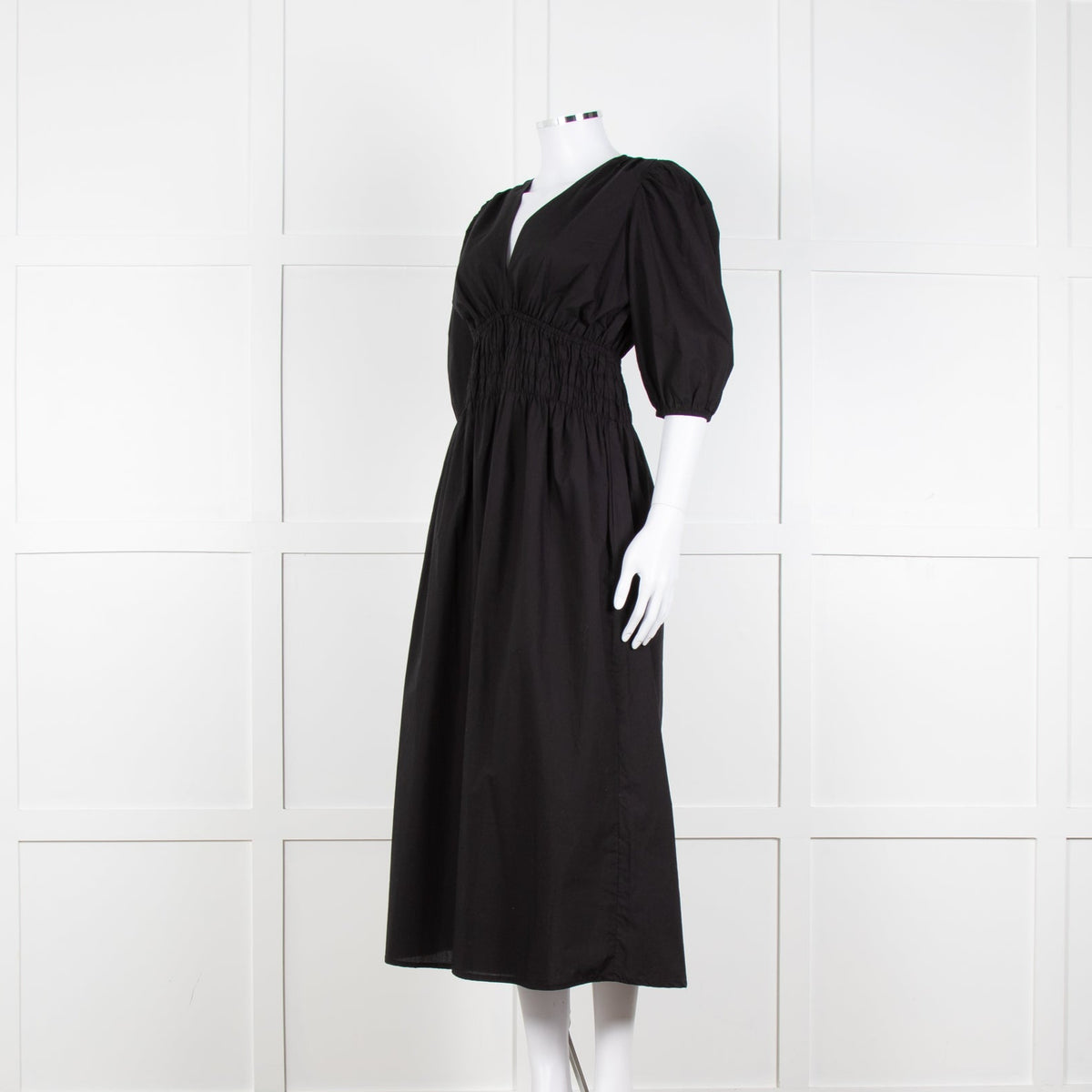 Faithfull The Brand The Grace Black Midi Dress