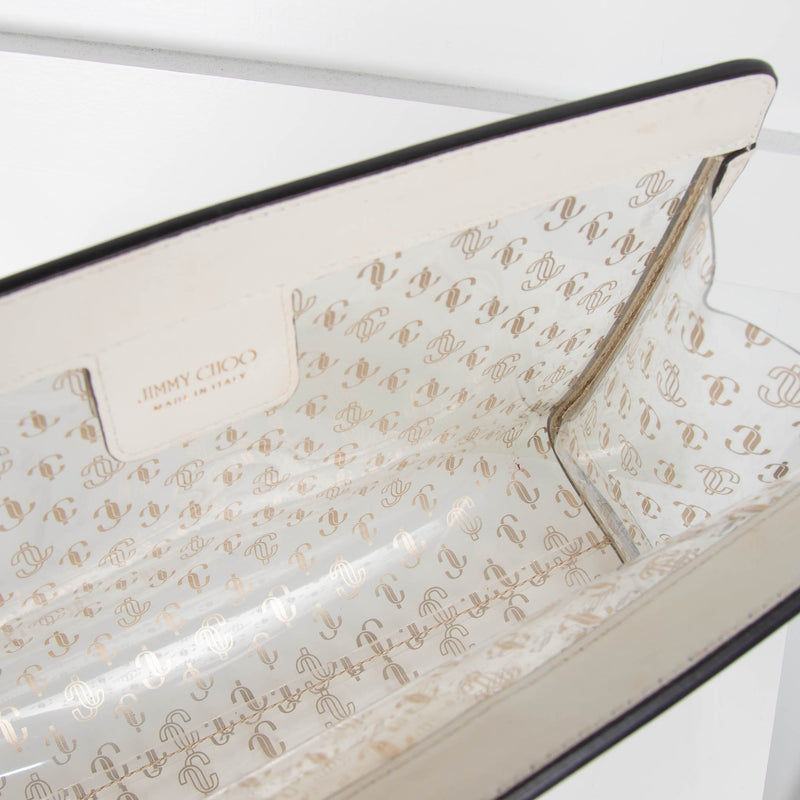 Jimmy Choo Clear White Varenne Pouch Bag