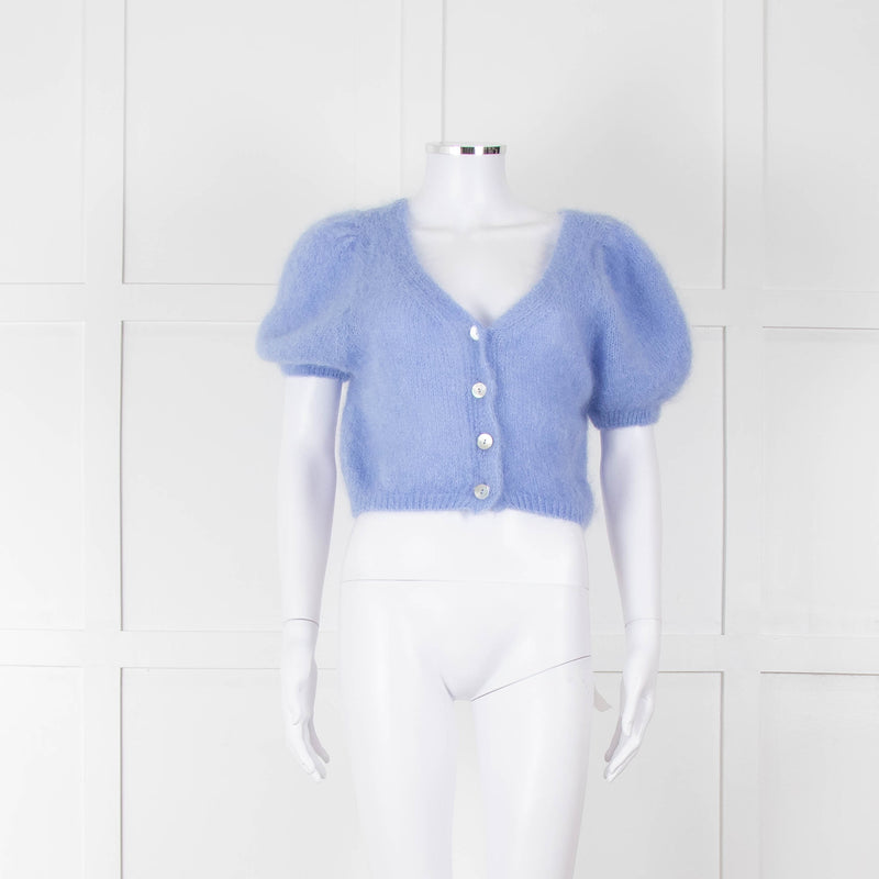 American Dreams Sky Blue Mohair Cap Sleeve Cardigan