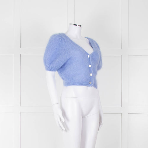 American Dreams Sky Blue Mohair Cap Sleeve Cardigan