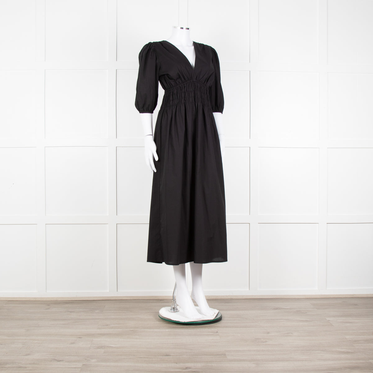 Faithfull The Brand The Grace Black Midi Dress