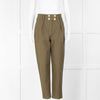 Derek Lam 10 Crosby Khaki Pleated Trousers With Gold Buttons