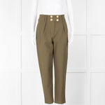 Derek Lam 10 Crosby Khaki Pleated Trousers With Gold Buttons