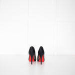 Christian Louboutin Black Satin Chiffon Parisienne Plato 85 Pumps