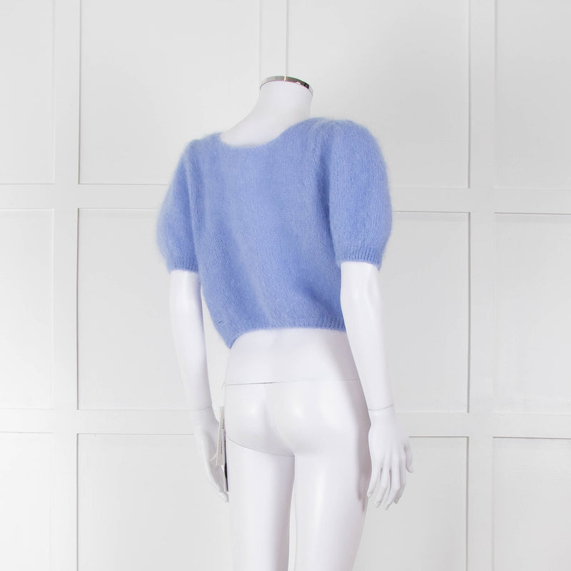 American Dreams Sky Blue Mohair Cap Sleeve Cardigan