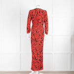 Rixo Red Adriana Tiger Print Ruched Dress