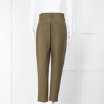 Derek Lam 10 Crosby Khaki Pleated Trousers With Gold Buttons