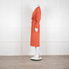 Joseph Orange Floral Print Silk Buttoned Midi Shirt Dress With Drawstring Waist