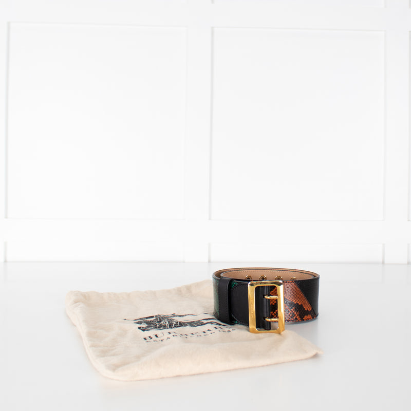 Burberry Military Buckle Patchwork Snakeskin Ayer Belt