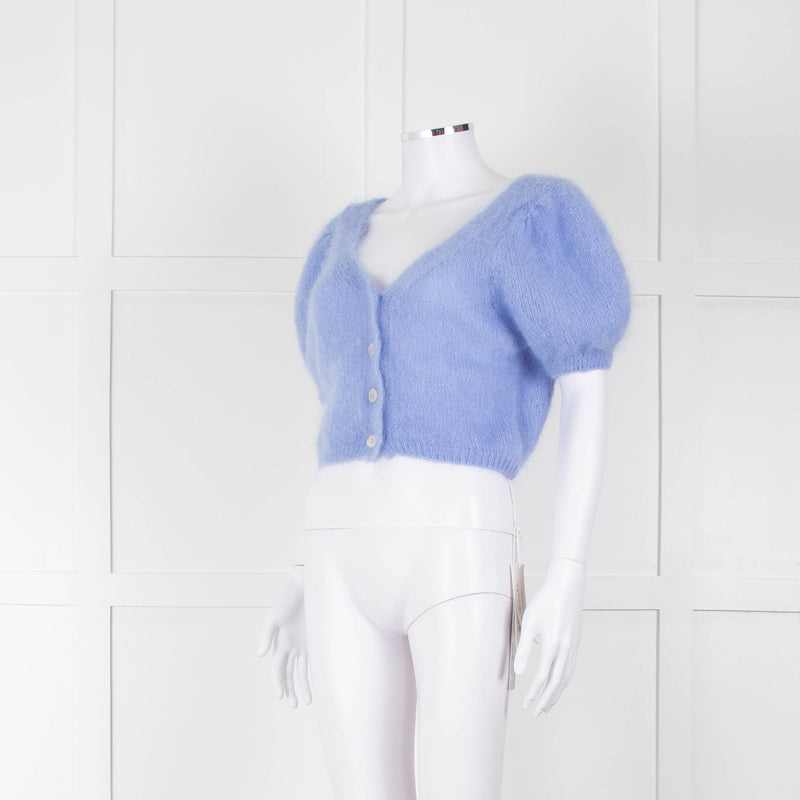 American Dreams Sky Blue Mohair Cap Sleeve Cardigan
