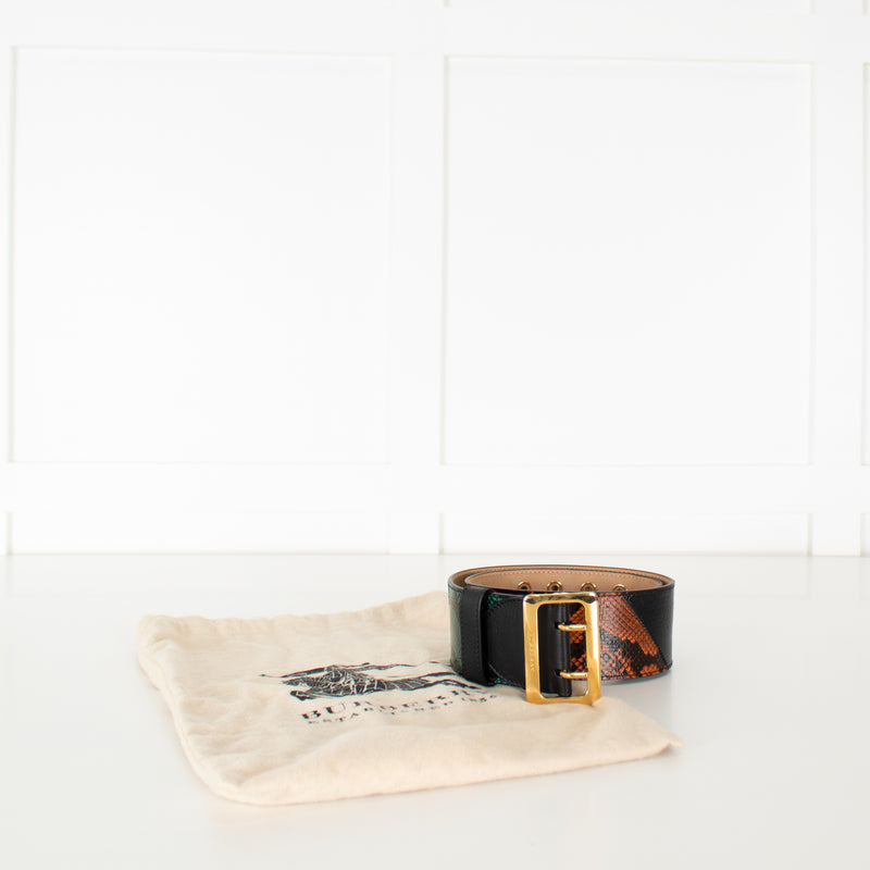 Burberry Military Buckle Patchwork Snakeskin Ayer Belt