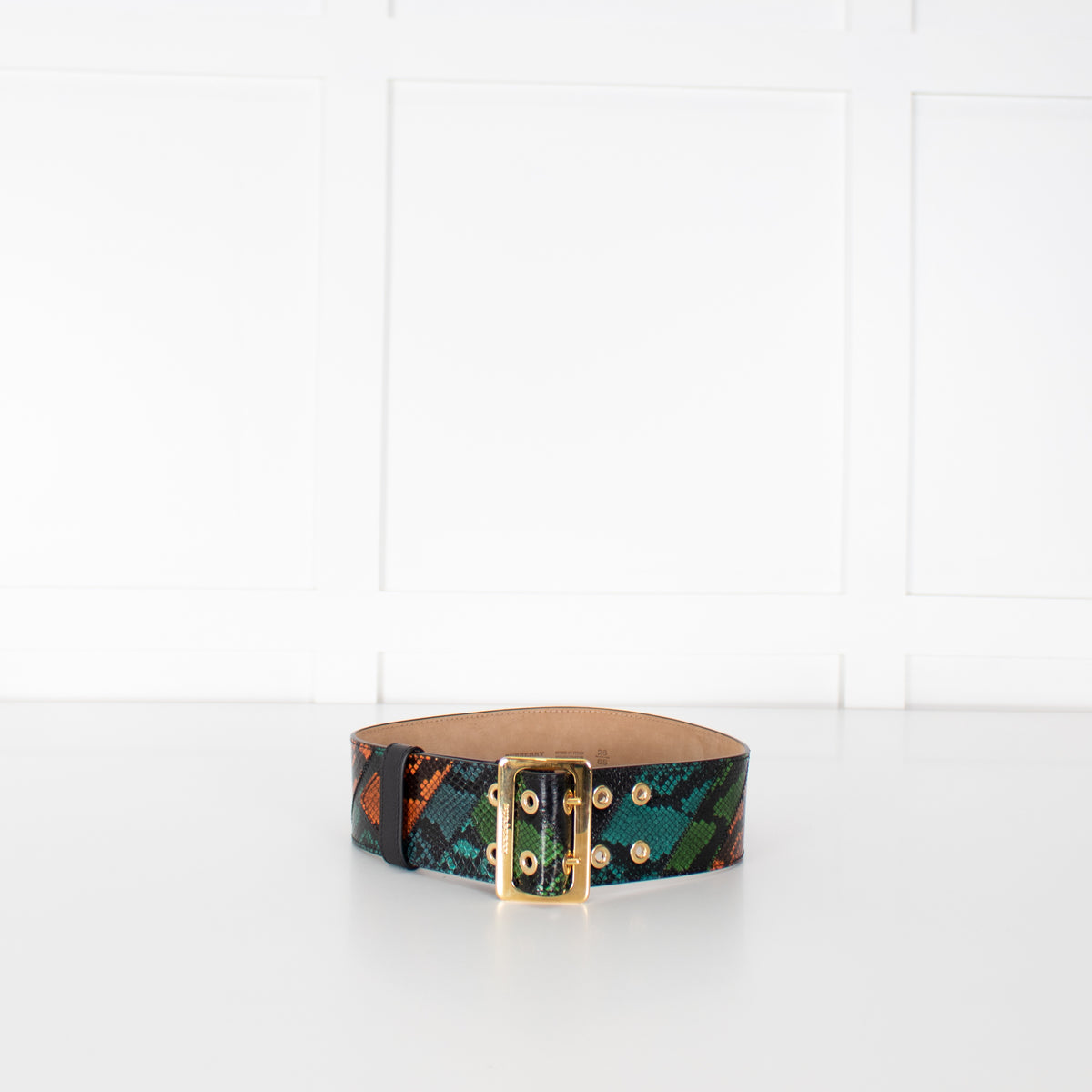 Burberry Military Buckle Patchwork Snakeskin Ayer Belt