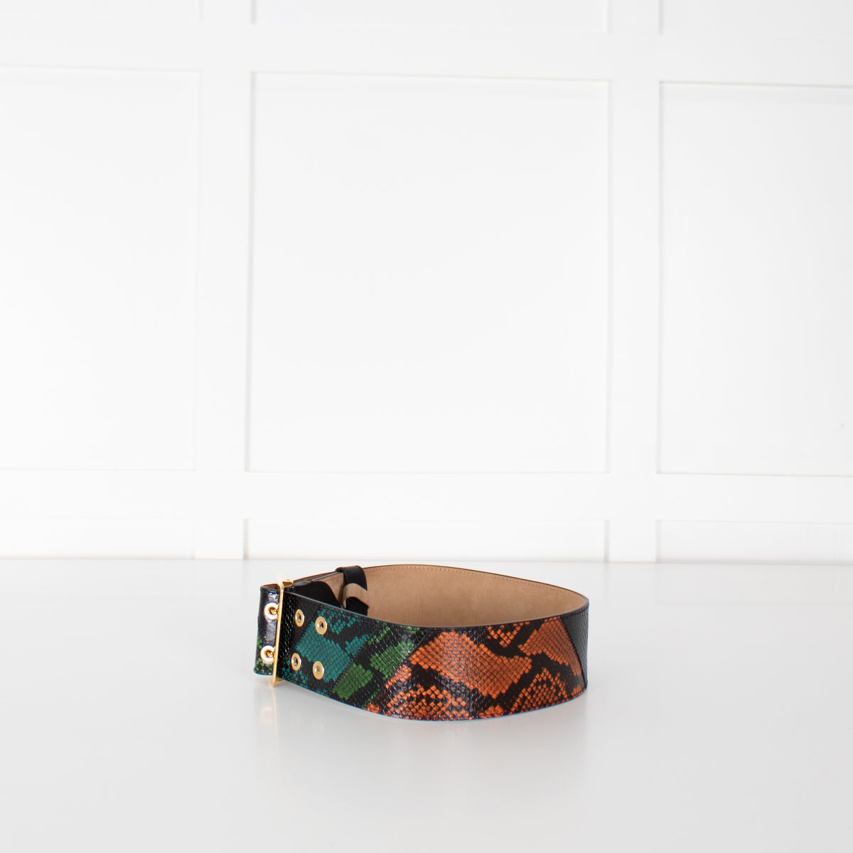 Burberry Military Buckle Patchwork Snakeskin Ayer Belt