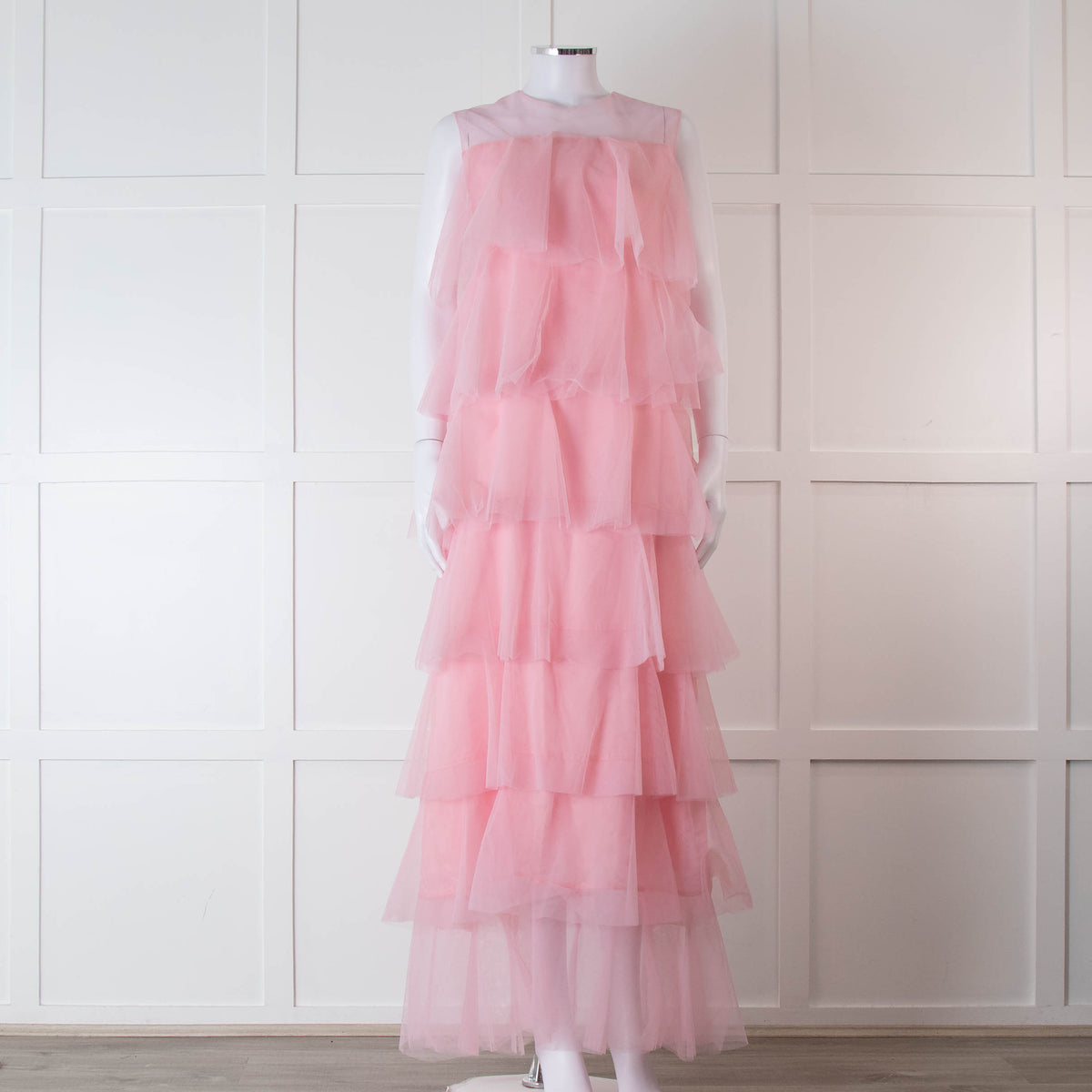 Lisou Pale Pink Layered Tulle Sleeveless Maxi Dress
