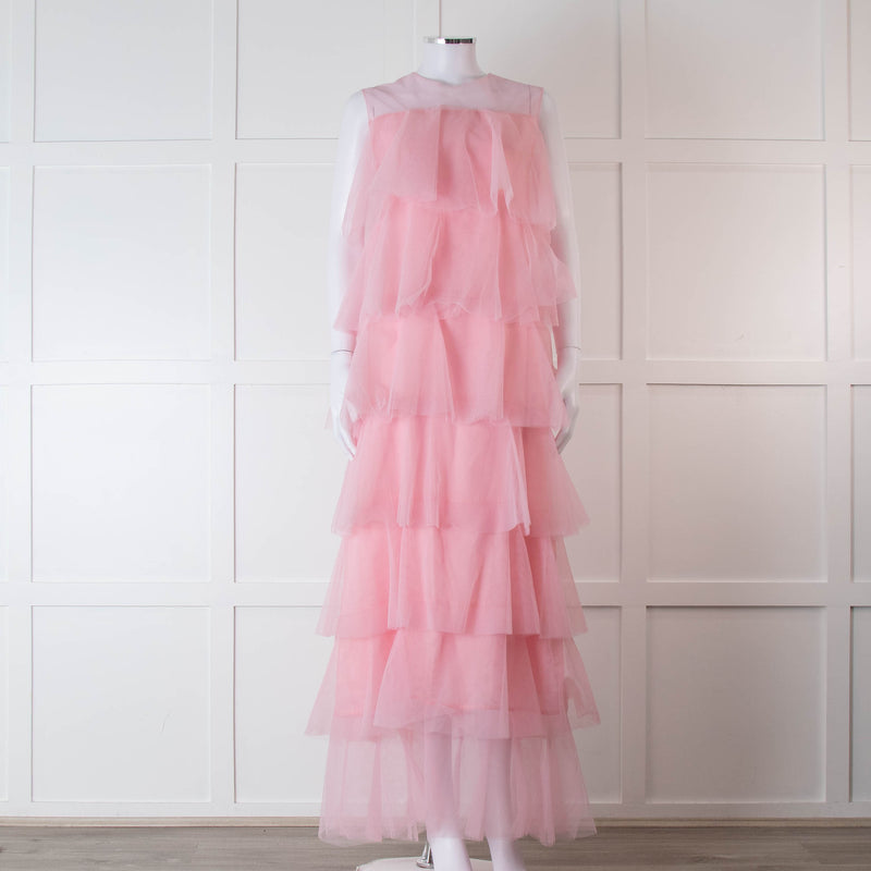 Lisou Pale Pink Layered Tulle Sleeveless Maxi Dress