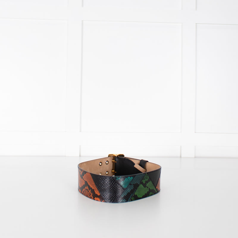 Burberry Military Buckle Patchwork Snakeskin Ayer Belt