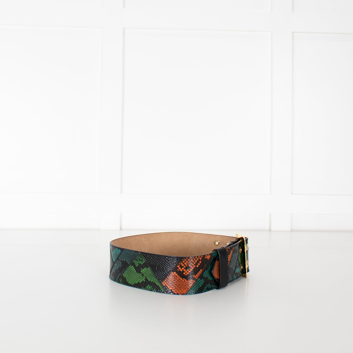 Burberry Military Buckle Patchwork Snakeskin Ayer Belt