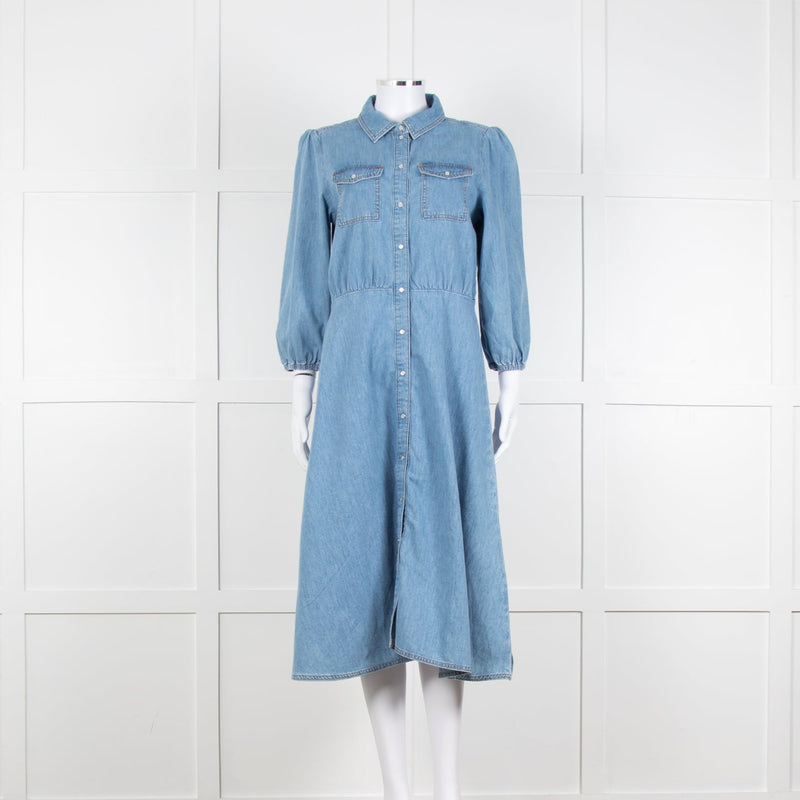 Ba&sh Blue Denim Larta Midi Dress