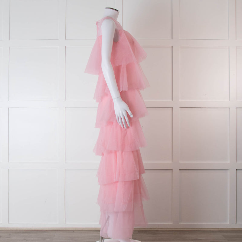 Lisou Pale Pink Layered Tulle Sleeveless Maxi Dress
