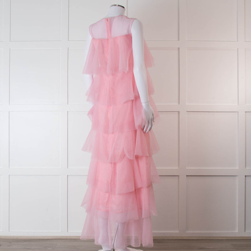 Lisou Pale Pink Layered Tulle Sleeveless Maxi Dress