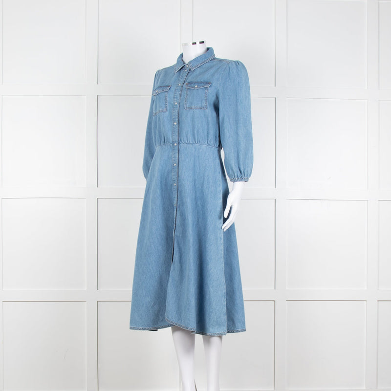 Ba&sh Blue Denim Larta Midi Dress