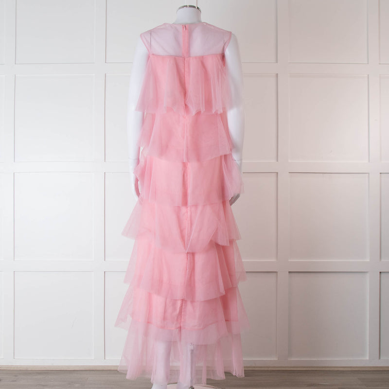 Lisou Pale Pink Layered Tulle Sleeveless Maxi Dress