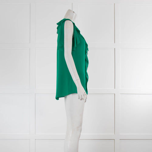Ellie Tahari Emerald Green Silk Fluted Sleeve Shirt