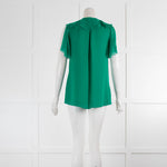 Ellie Tahari Emerald Green Silk Fluted Sleeve Shirt