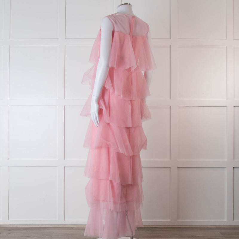 Lisou Pale Pink Layered Tulle Sleeveless Maxi Dress