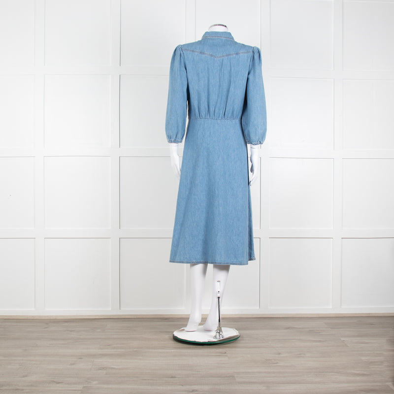 Ba&sh Blue Denim Larta Midi Dress