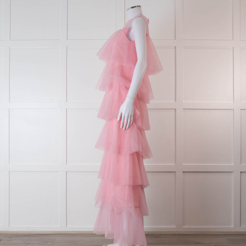 Lisou Pale Pink Layered Tulle Sleeveless Maxi Dress