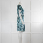 Ellie Tahari Blue Snakesprint Short Sleeve Midi Dress