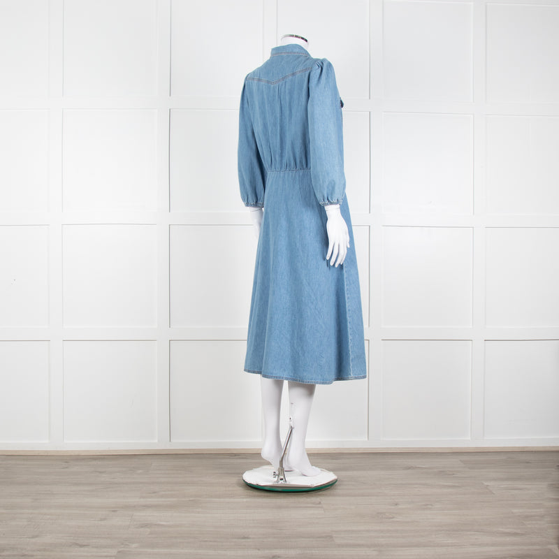Ba&sh Blue Denim Larta Midi Dress