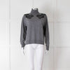 Sandro Grey Turtleneck Jumper with Lace Inserts