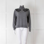 Sandro Grey Turtleneck Jumper with Lace Inserts