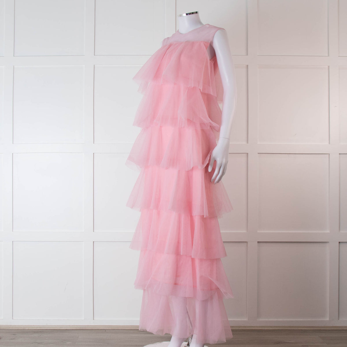 Lisou Pale Pink Layered Tulle Sleeveless Maxi Dress