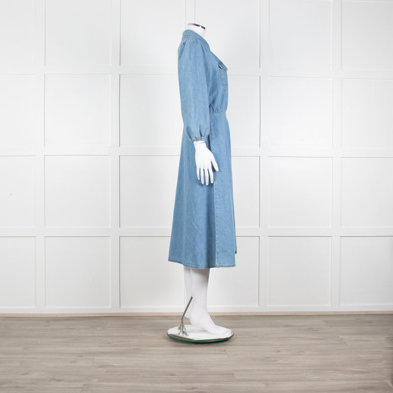 Ba&sh Blue Denim Larta Midi Dress