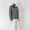 Sandro Grey Turtleneck Jumper with Lace Inserts