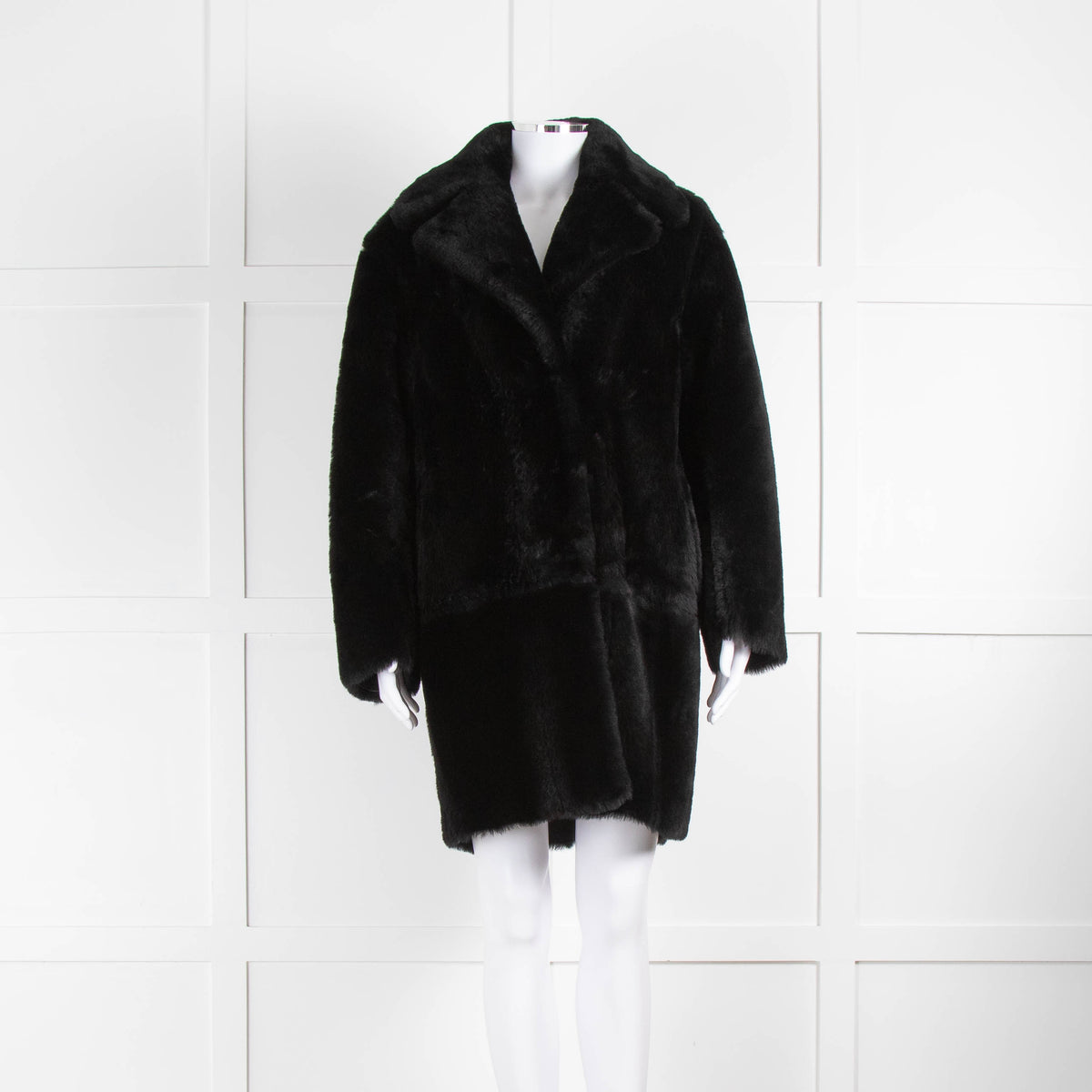 Claudie Pierlot Black Shearling Single Breasted Short Coat