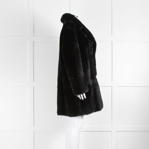 Claudie Pierlot Black Shearling Single Breasted Short Coat