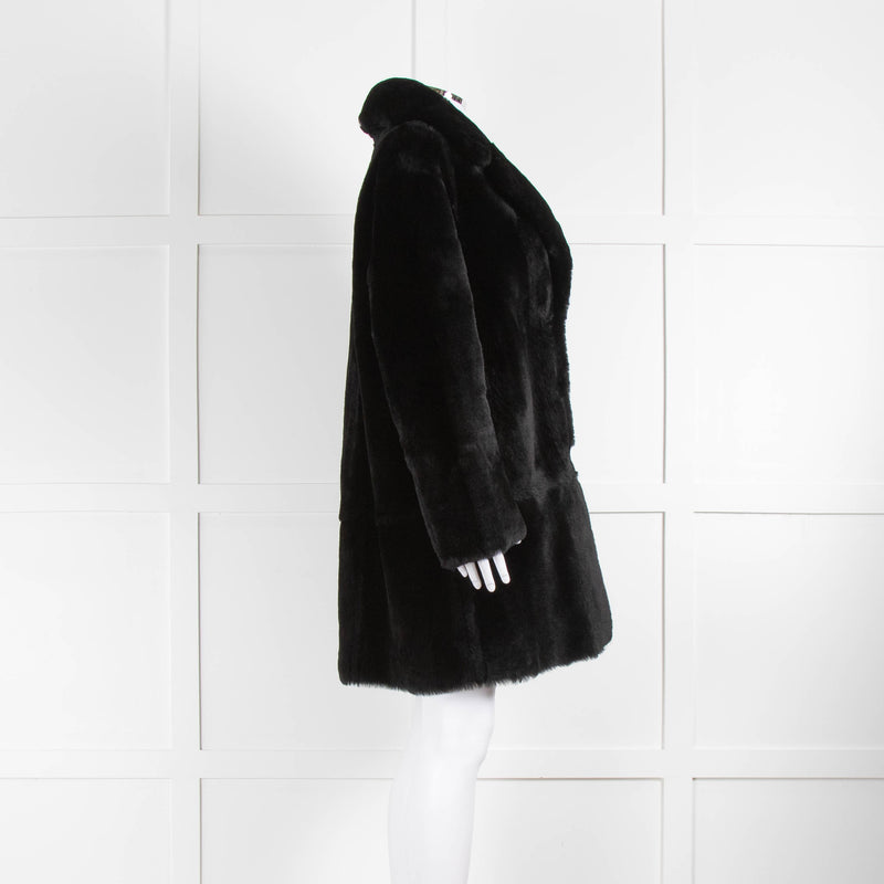 Claudie Pierlot Black Shearling Single Breasted Short Coat
