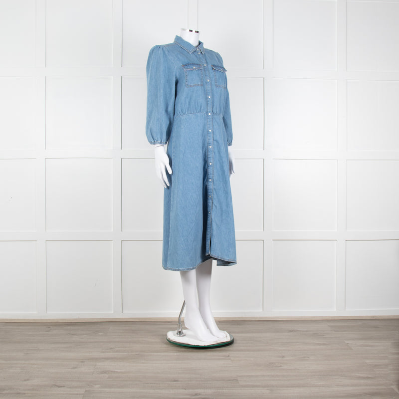 Ba&sh Blue Denim Larta Midi Dress