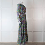 Ridley Multicolour Floral Silk Long Sleeve Tiered Dress