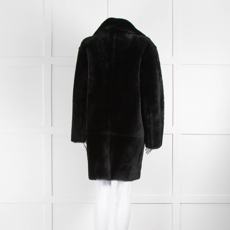 Claudie Pierlot Black Shearling Single Breasted Short Coat