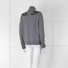 Sandro Grey Turtleneck Jumper with Lace Inserts