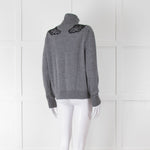 Sandro Grey Turtleneck Jumper with Lace Inserts