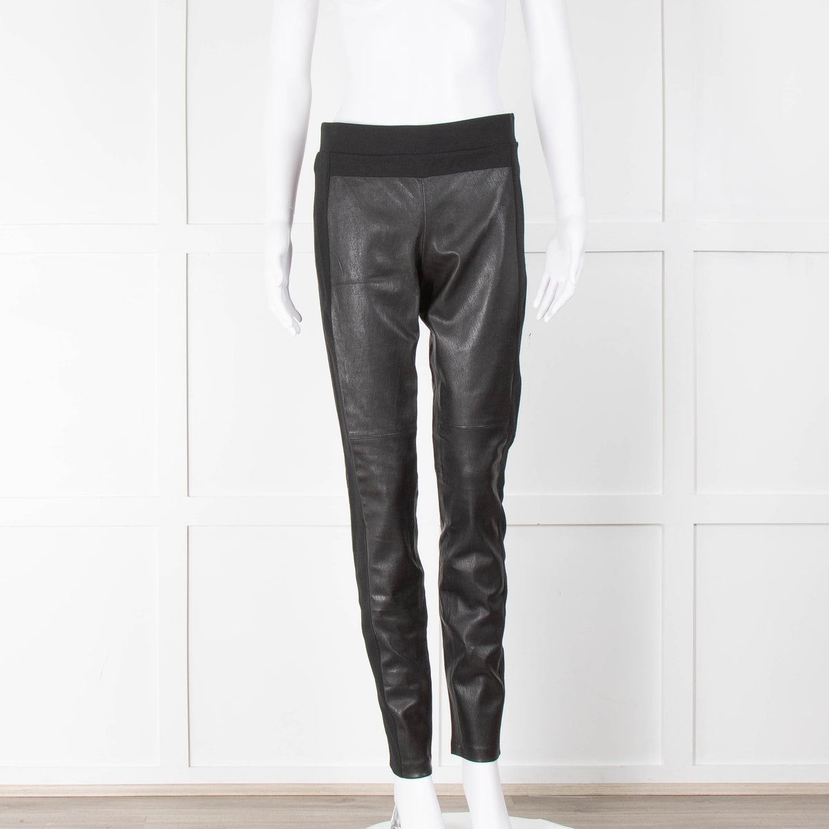 Vince Black Leather & Fabric Leggings