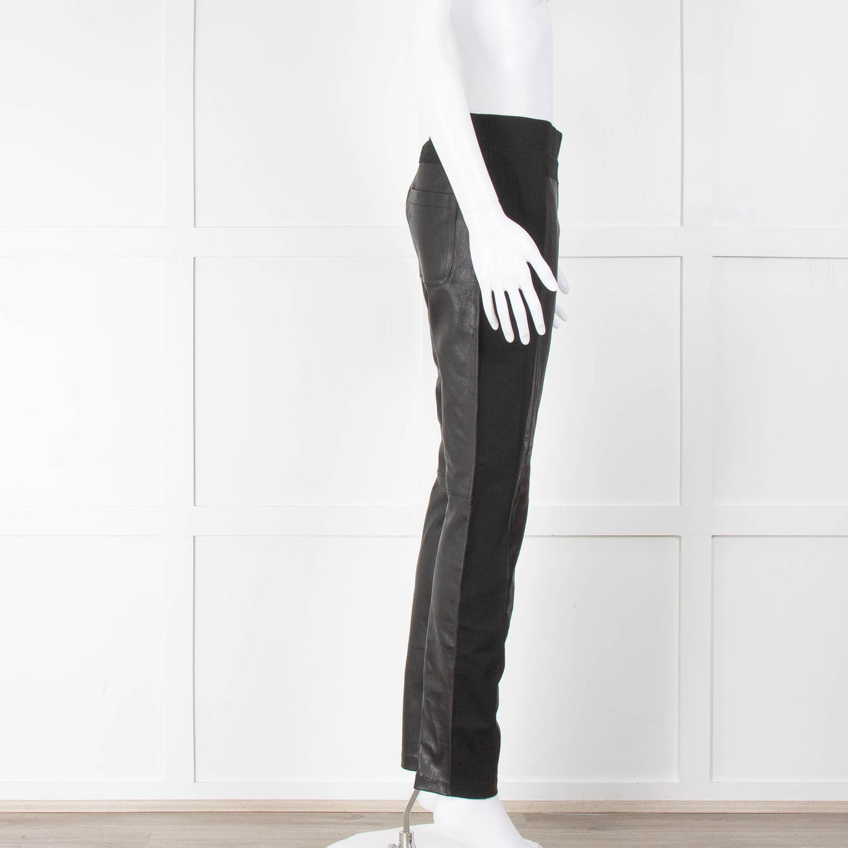 Vince Black Leather & Fabric Leggings